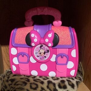 Minnie Mouse Pink with Glitter and Purple Polka Dot  Plastic Purse  Disney